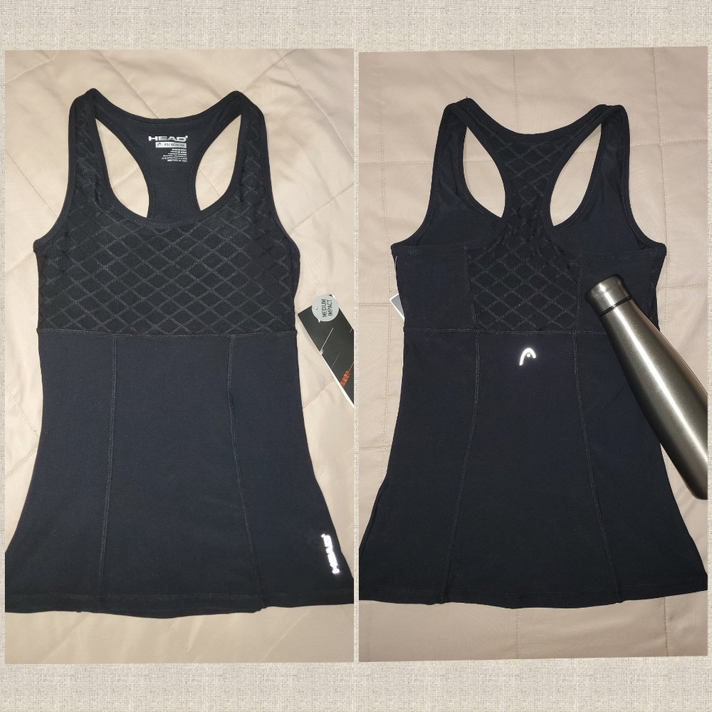 Tank Top, Build in Bra - Black, Workout, Elastic
